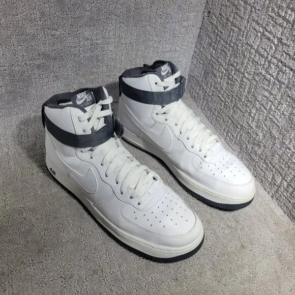 Nike Air Force 1 Mens Size 13 White Charcoal Leather Basketball Shoes CD0910-100