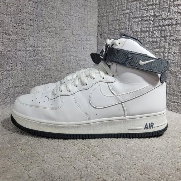 Nike Air Force 1 Mens Size 13 White Charcoal Leather Basketball Shoes CD0910-100
