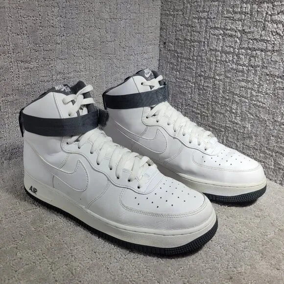 Nike Air Force 1 Mens Size 13 White Charcoal Leather Basketball Shoes CD0910-100