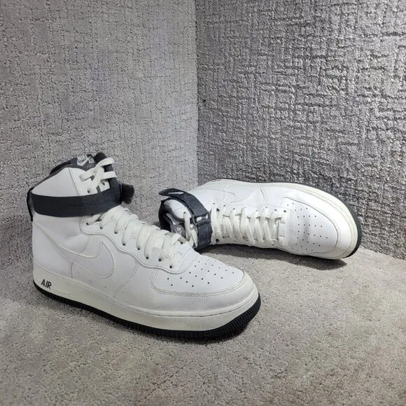 Nike Air Force 1 Mens Size 13 White Charcoal Leather Basketball Shoes CD0910-100