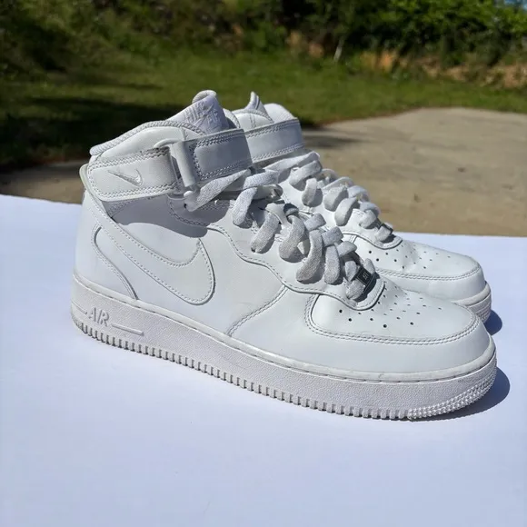 Nike Air Force 1 Mid '07 Shoes Triple White CW2289-111 Men's Size 10