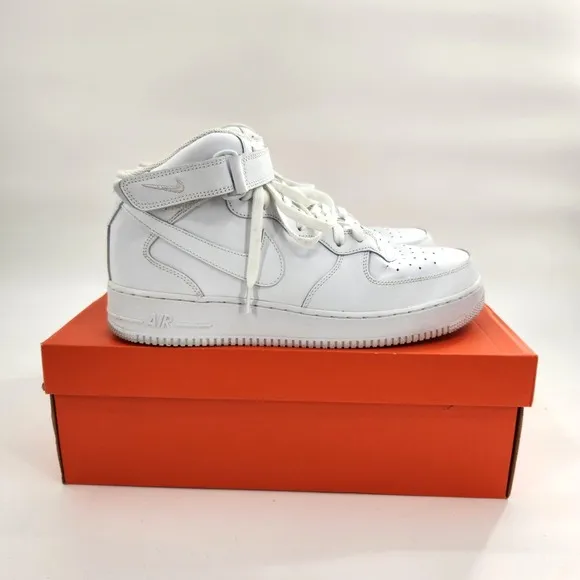 Nike Air Force 1 Mid White Shoes Men Size 13 Leather Trainer 315123-111