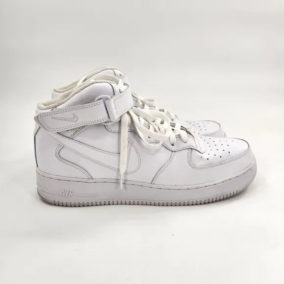 Nike Air Force 1 Mid White Shoes Men Size 13 Leather Trainer 315123-111