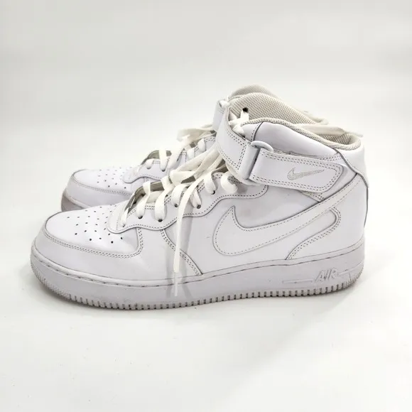 Nike Air Force 1 Mid White Shoes Men Size 13 Leather Trainer 315123-111