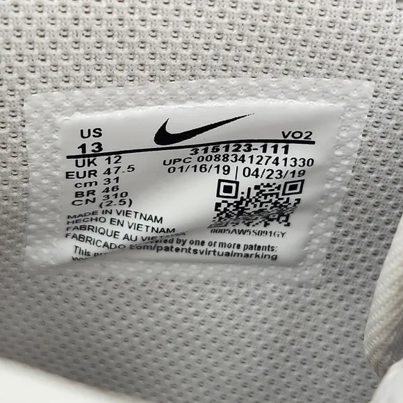 Nike Air Force 1 Mid White Shoes Men Size 13 Leather Trainer 315123-111