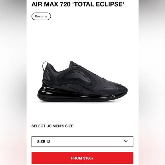 🔥NIKE AIR MAX 720 'TOTAL ECLIPSE' RARE
