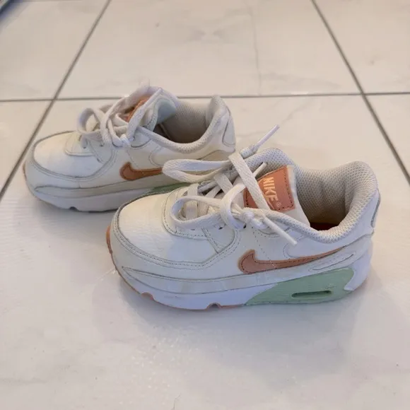 Nike Air Max 90 Leather Little Kids’ Shoes Pale Ivory/ Phantom/Honeydew/Amber