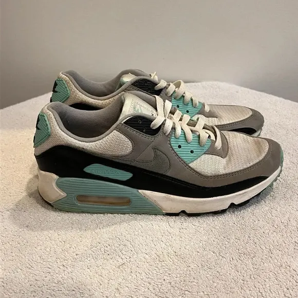 Nike Air Max 90 Turquoise White Gray Shoes Sneakers CD0881-100 US 8 EU 41 Shoes