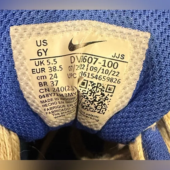 Nike big kids White and Blue Sneakers