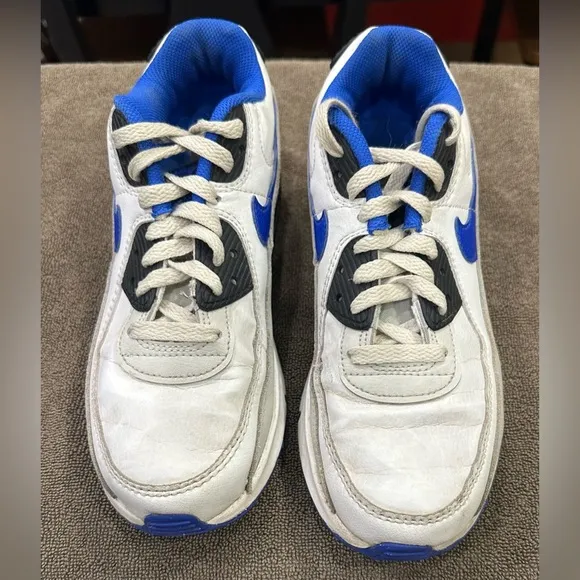 Nike big kids White and Blue Sneakers