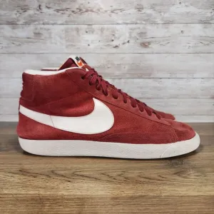 Nike Blazer Mid Team Red Maroon Suede White Big Swoosh Retro Shoes Size 10.5
