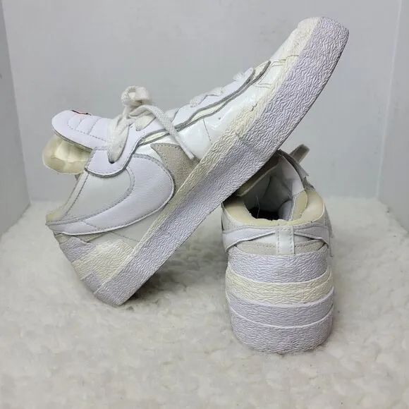 Nike Blazer × Sacai Men's Sneaker Size 10 Low Top Patent Leather DM6443-100 Shoe
