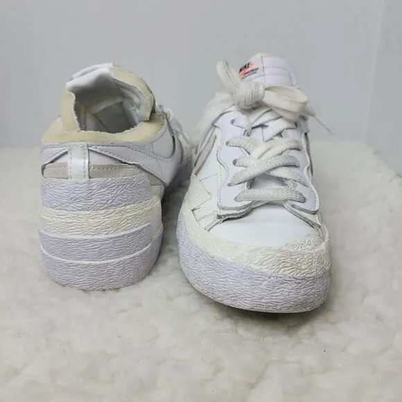 Nike Blazer × Sacai Men's Sneaker Size 10 Low Top Patent Leather DM6443-100 Shoe