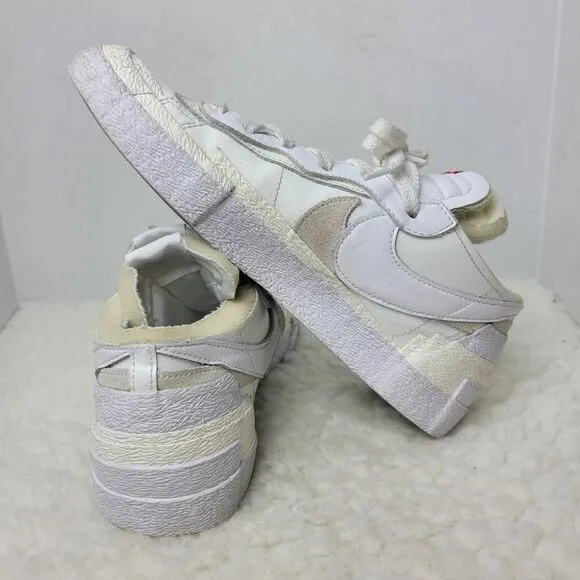Nike Blazer × Sacai Men's Sneaker Size 10 Low Top Patent Leather DM6443-100 Shoe