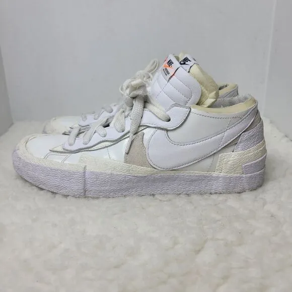 Nike Blazer × Sacai Men's Sneaker Size 10 Low Top Patent Leather DM6443-100 Shoe
