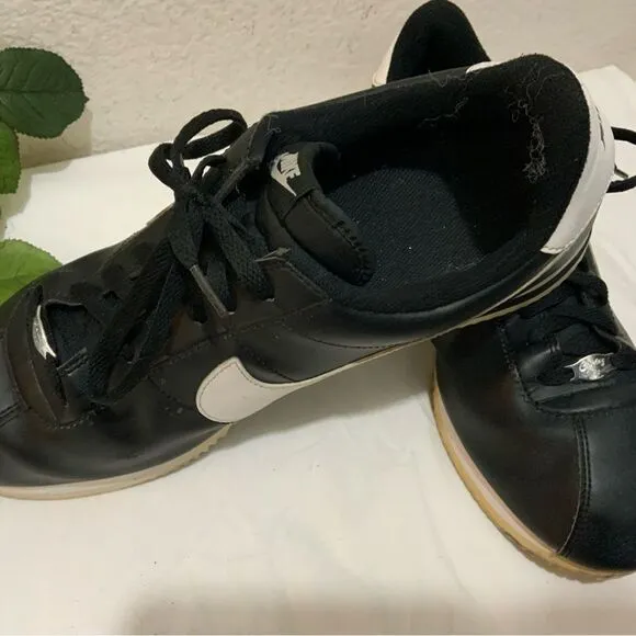 Nike Cortez '72 Basic Leather Black White Lace Up Sneakers Running Shoes 13