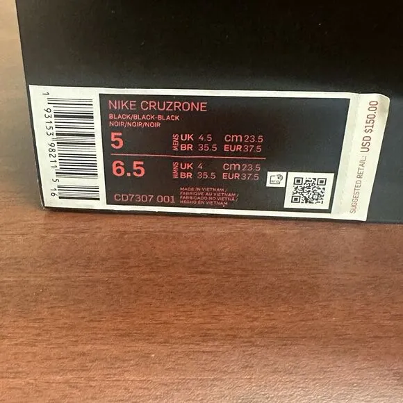 Nike CruzrOne Shoes Womens Size 6.5 Black CD7307-001 Active Streetwear NWB $150‎
