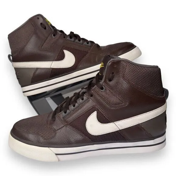 Nike Delta Force High AC Basketball Shoes Brown / White 370424-211 Men's 11
