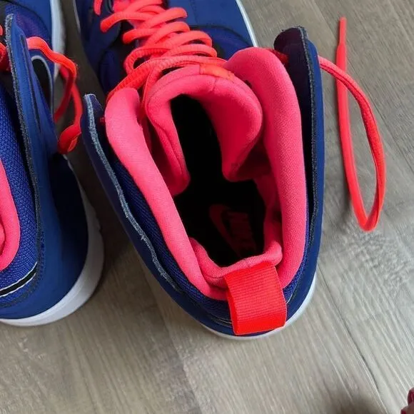 Nike Dunk Free High 2013 Men's Leather Basketball Shoes Royal Blue/Atomic Red 9