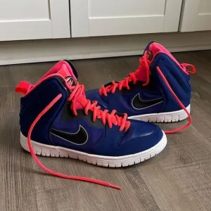 Nike Dunk Free High 2013 Men's Leather Basketball Shoes Royal Blue/Atomic Red 9