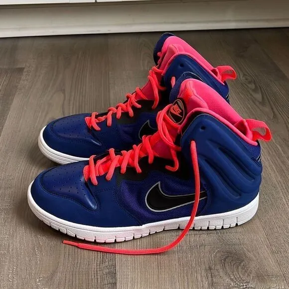 Nike Dunk Free High 2013 Men's Leather Basketball Shoes Royal Blue/Atomic Red 9