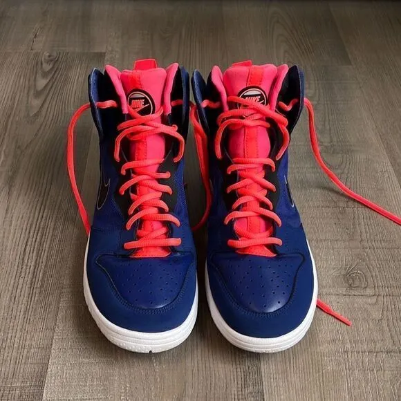 Nike Dunk Free High 2013 Men's Leather Basketball Shoes Royal Blue/Atomic Red 9