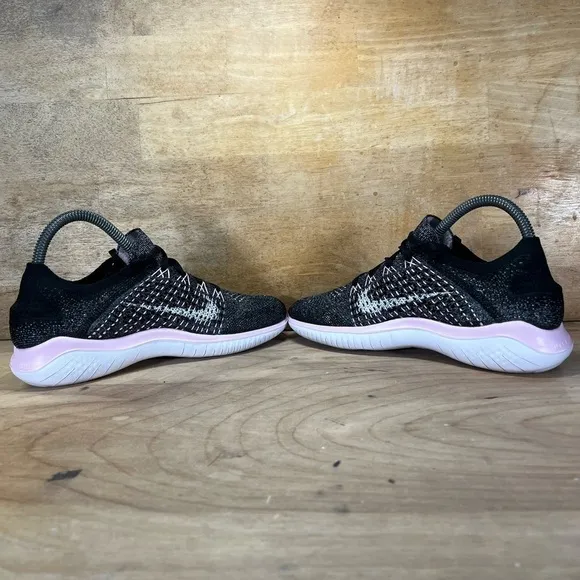Nike Free RN Flyknit Womens Sz 7.5 Running Shoes Sneakers Black Pink 942839-007