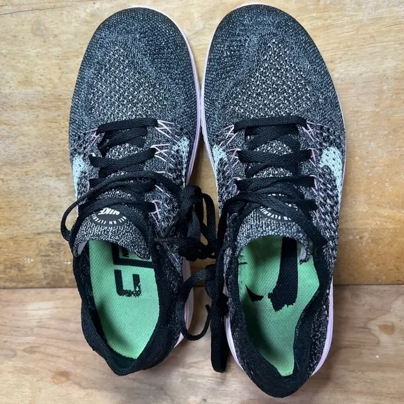 Nike Free RN Flyknit Womens Sz 7.5 Running Shoes Sneakers Black Pink 942839-007