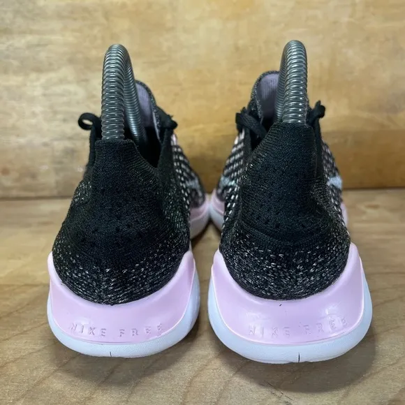 Nike Free RN Flyknit Womens Sz 7.5 Running Shoes Sneakers Black Pink 942839-007