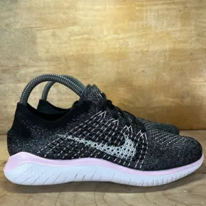 Nike Free RN Flyknit Womens Sz 7.5 Running Shoes Sneakers Black Pink 942839-007