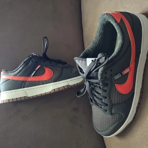 Nike Green and Orange  Sneakers with Classic Low-Top Design