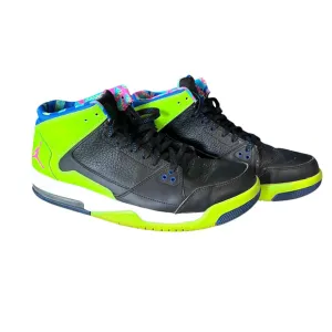 Nike Leather Shoes Air Jordon Men's Flight Neon Green Black Basketball Sz 11
