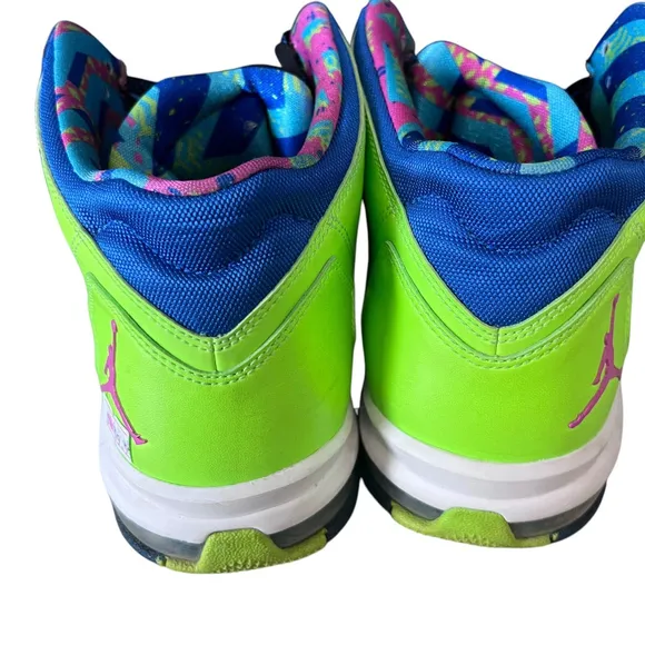 Nike Leather Shoes Air Jordon Men's Flight Neon Green Black Basketball Sz 11