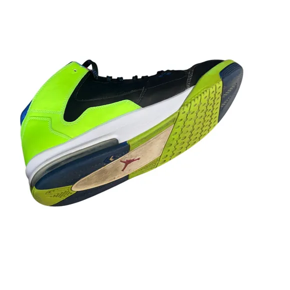Nike Leather Shoes Air Jordon Men's Flight Neon Green Black Basketball Sz 11