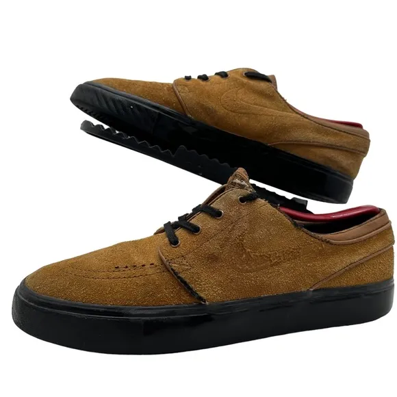Nike Mens 9 SB Air Zoom Stefan Janoski Tan Suede Shoes Sneakers Low 333824-218