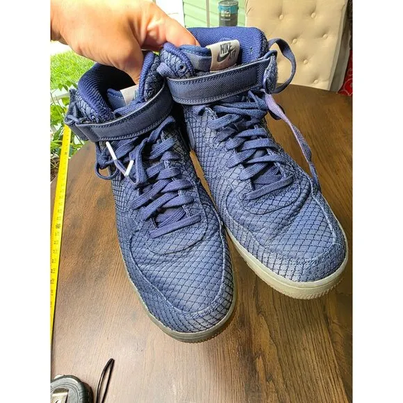 Nike Mens Air Force 1 07 Mid LV8 Binary Blue Metallic Silver 804609-401, Size 11