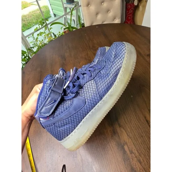 Nike Mens Air Force 1 07 Mid LV8 Binary Blue Metallic Silver 804609-401, Size 11