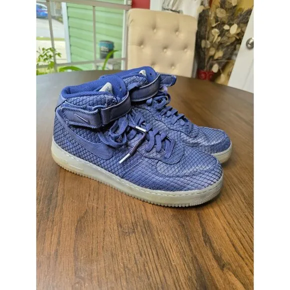 Nike Mens Air Force 1 07 Mid LV8 Binary Blue Metallic Silver 804609-401, Size 11