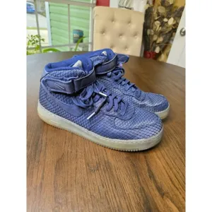 Nike Mens Air Force 1 07 Mid LV8 Binary Blue Metallic Silver 804609-401, Size 11