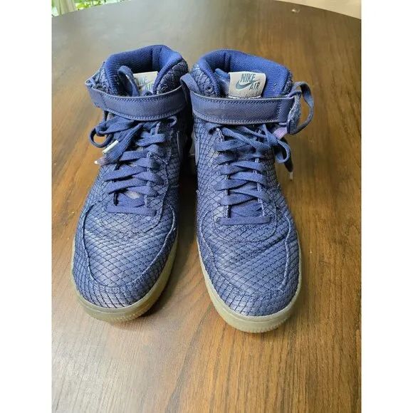 Nike Mens Air Force 1 07 Mid LV8 Binary Blue Metallic Silver 804609-401, Size 11