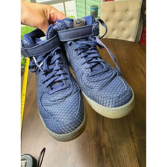 Nike Mens Air Force 1 07 Mid LV8 Binary Blue Metallic Silver 804609-401, Size 11