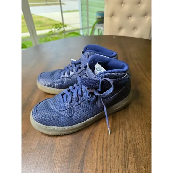 Nike Mens Air Force 1 07 Mid LV8 Binary Blue Metallic Silver 804609-401, Size 11