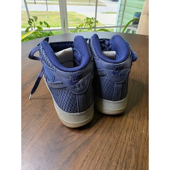 Nike Mens Air Force 1 07 Mid LV8 Binary Blue Metallic Silver 804609-401, Size 11