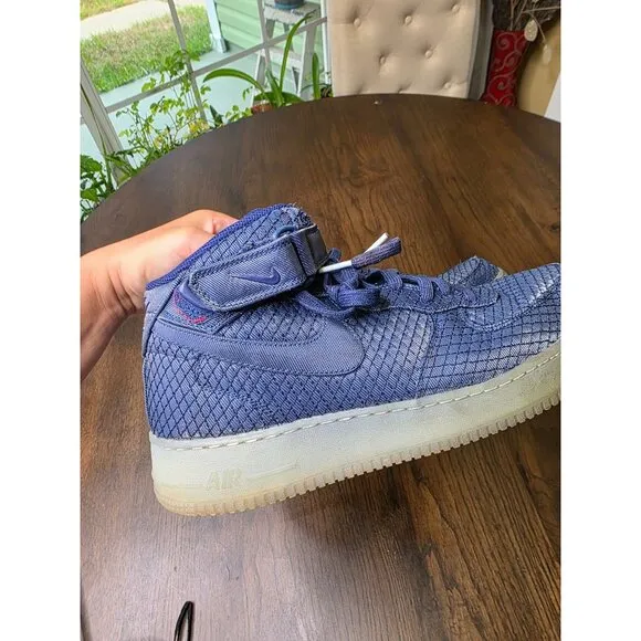 Nike Mens Air Force 1 07 Mid LV8 Binary Blue Metallic Silver 804609-401, Size 11