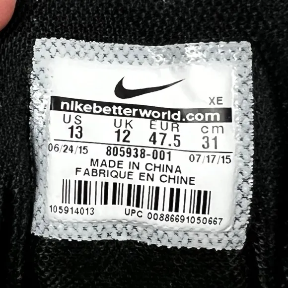 Nike Mens Air Zoom Pegasus 32 805938-001 Black Running Shoes Sneakers Size 13