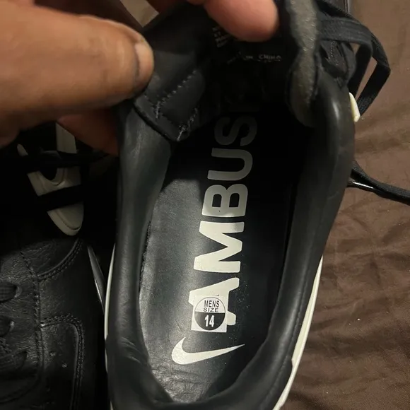 Nike Men's Black and White Sneakers Air Force 1 Ambush