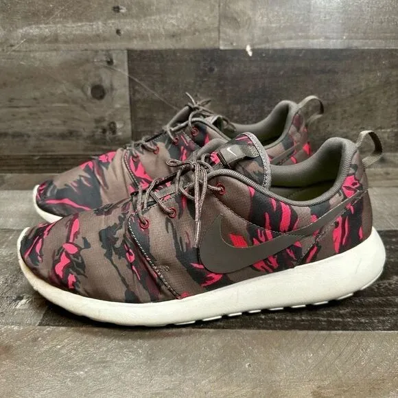 Nike Men’s Size 11.5 Roshe Run Running Shoes Petra Brown Tiger Camo GPX