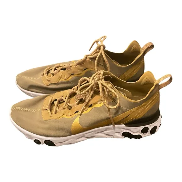 Nike React Element 55 Men's Running Shoes Metallic  Gold Size 8