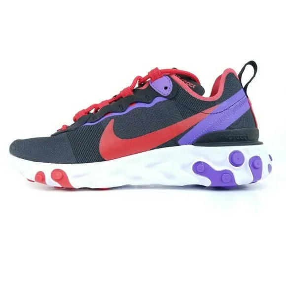 Nike React Element 55 Womens Running Shoes Black Purple CQ9903 001 Sizes 6-10