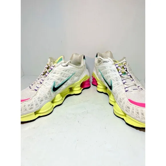Nike Shoes Womens 10.5 Shox TL White Pink Yellow Running Sneakers AR3566-102